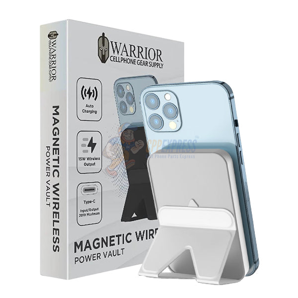 Warrior Power Vault 5000mah Magsafe Portable Type C with kickStand - White