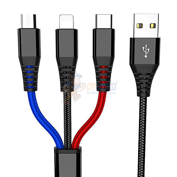 3 in 1 Data Cable USB Type C / Lightning / Micro USB Multiple USB Charging Cable