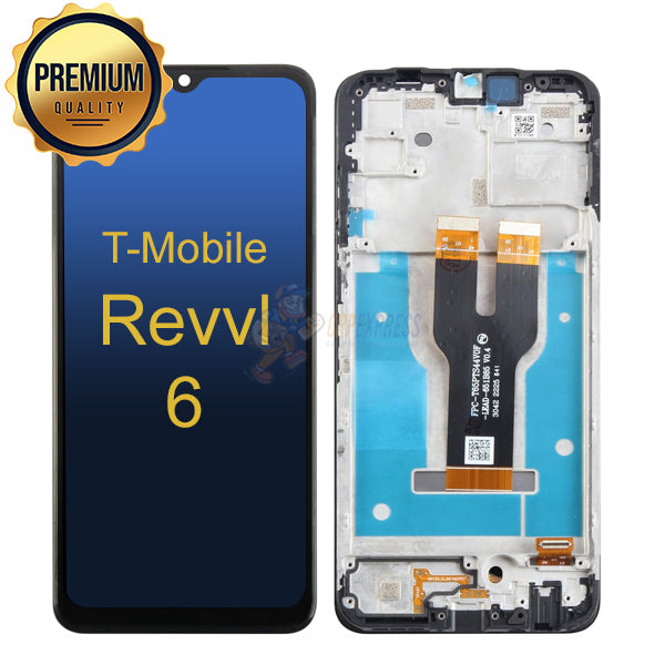 T-Mobile Revvl 6 LCD Touch Screen Digitizer Assembly with Frame - Black