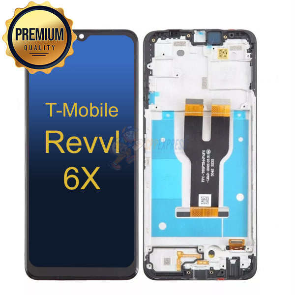 T-Mobile Revvl 6x LCD Touch Screen Digitizer Assembly with Frame - Black