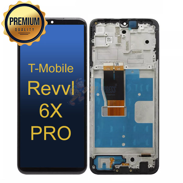 T-Mobile Revvl 6x Pro LCD Touch Screen Digitizer Assembly with Frame - Black