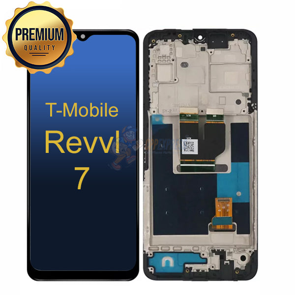 T-Mobile Revvl 7 LCD Touch Screen Digitizer Assembly with Frame - Black