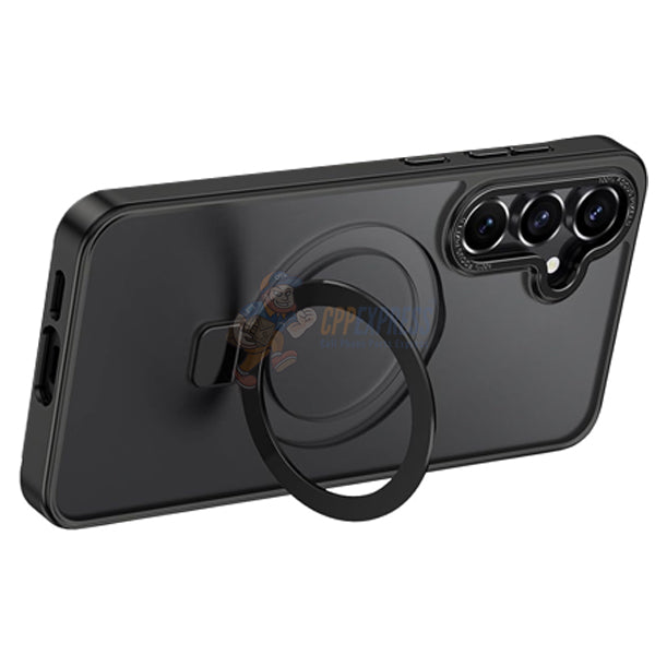 Samsung Galaxy S24 Shockproof Magnetic Case With Invisible Stand Holder - Black