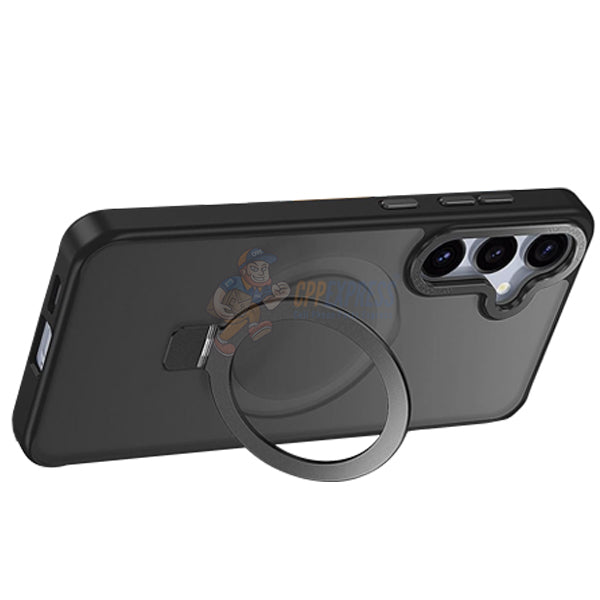 Samsung Galaxy S25 Plus Shockproof Magnetic Case With Invisible Stand Holder - Black