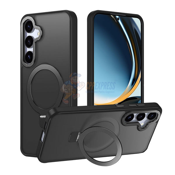 Samsung Galaxy S25 Shockproof Magnetic Case With Invisible Stand Holder - Black