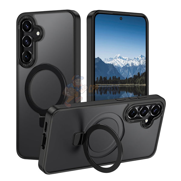 Samsung Galaxy S24 Shockproof Magnetic Case With Invisible Stand Holder - Black