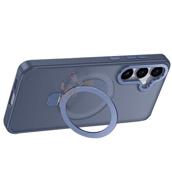 Samsung Galaxy S25 Shockproof Magnetic Case With Invisible Stand Holder - Blue
