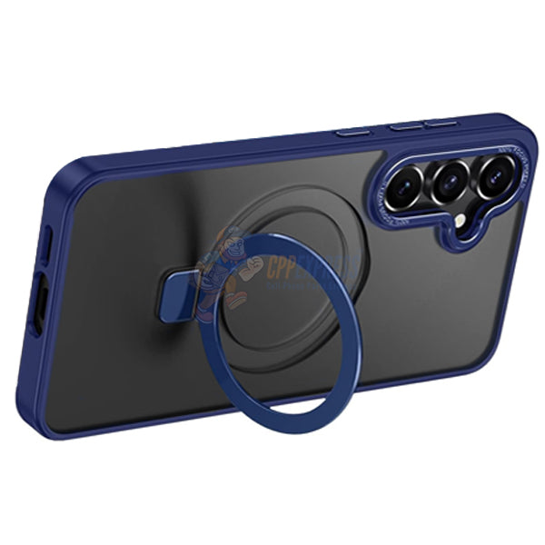 Samsung Galaxy S24 Shockproof Magnetic Case With Invisible Stand Holder - Dark Blue