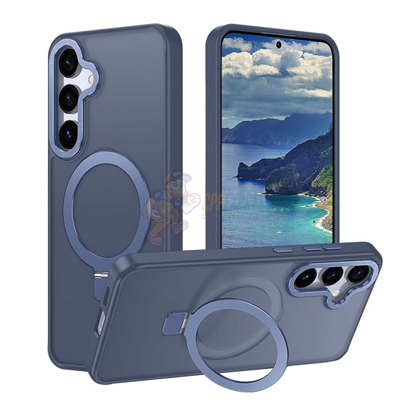 Samsung Galaxy S25 Plus Shockproof Magnetic Case With Invisible Stand Holder - Blue