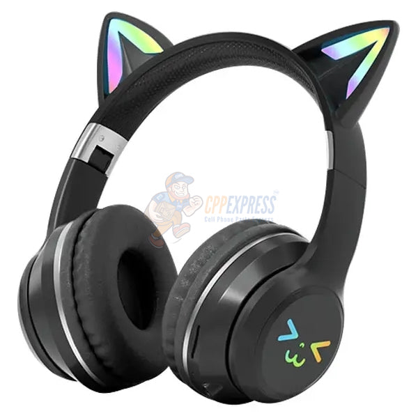 Cat Ear Bluetooth Wireless RGB LED Light Up Over-Ear Headphones