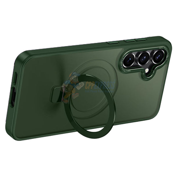 Samsung Galaxy S24 Shockproof Magnetic Case With Invisible Stand Holder - Green