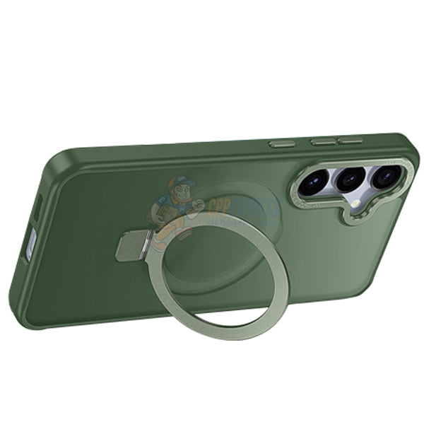 Samsung Galaxy S25 Shockproof Magnetic Case With Invisible Stand Holder - Green