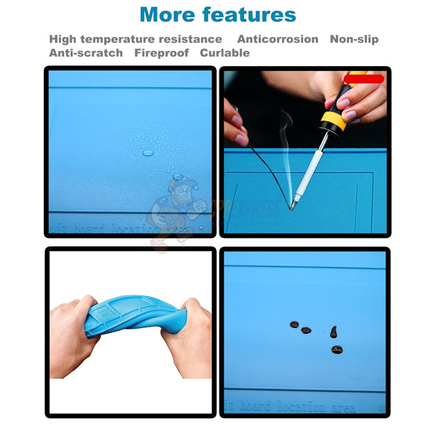 Silicone Repair Mat, Magnetic Soldering Mat Heat Insulation Electronics Repair Mat (Medium) - Blue