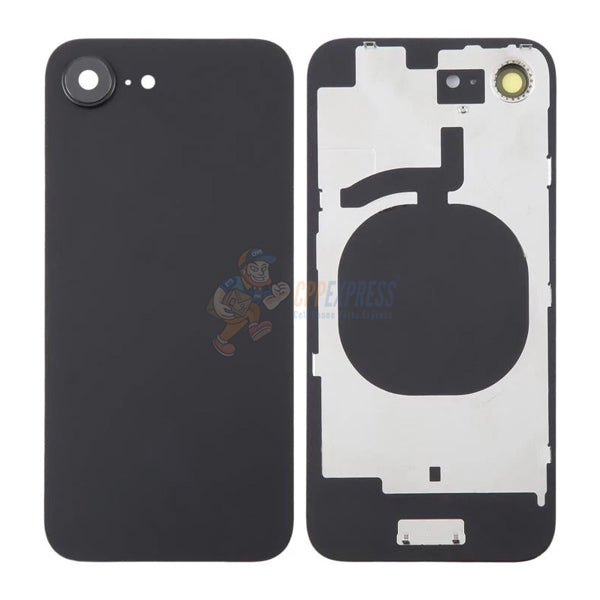 IPhone 16E Battery Back Door Glass Cover With Back Plate & Magnet - Black
