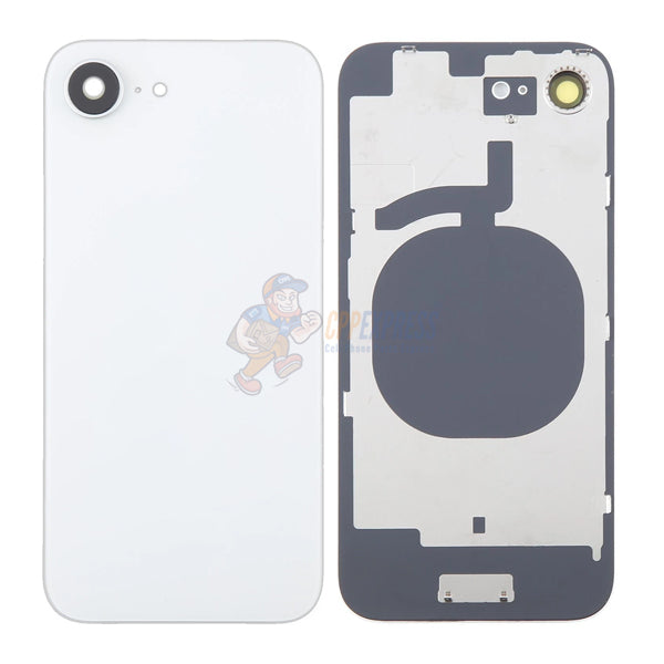 IPhone 16E Battery Back Door Glass Cover With Back Plate & Magnet - White
