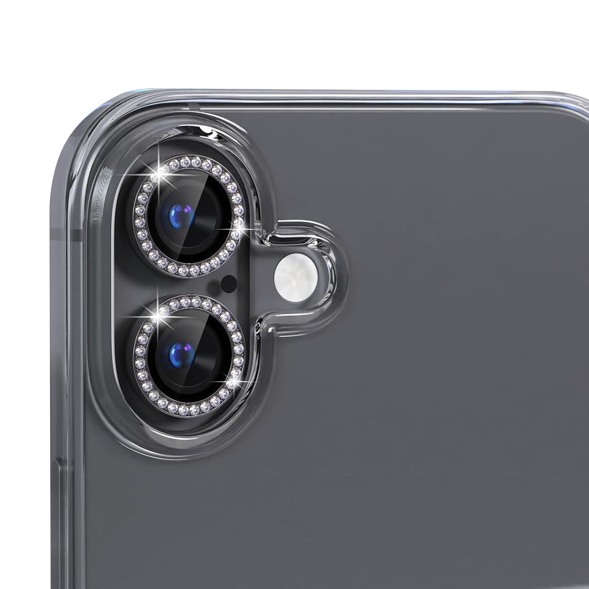 Phone 16 / 16 Plus Diamond Tempered Glass Back Camera Lens Protector - Black