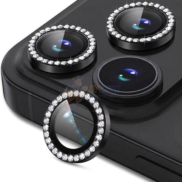 Phone 18 Pro / 18 Pro Max Diamond Tempered Glass Back Camera Lens Protector - Black