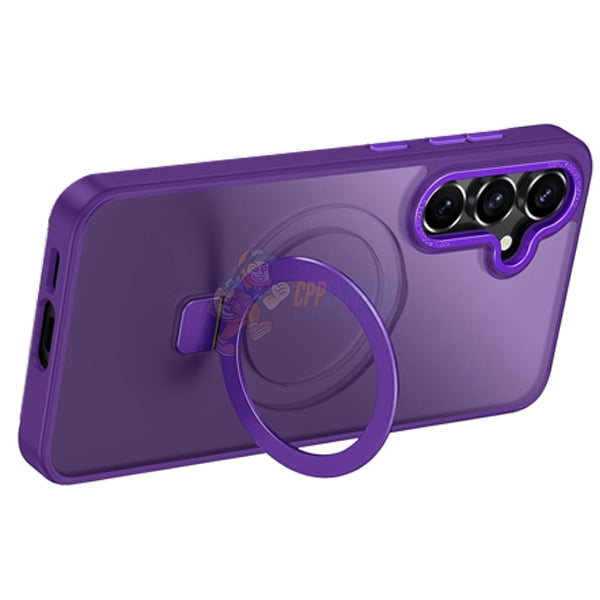 Samsung Galaxy S24 Shockproof Magnetic Case With Invisible Stand Holder - Purple