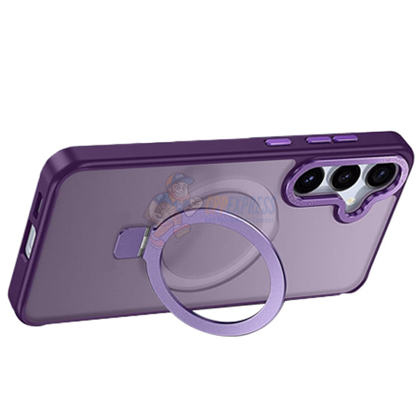 Samsung Galaxy S25 Shockproof Magnetic Case With Invisible Stand Holder - Purple