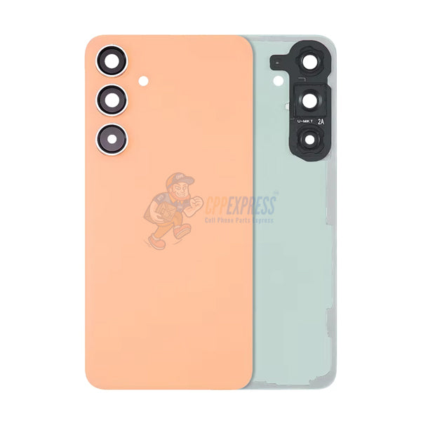 Samsung Galaxy S24 Plus Battery Back Door Glass Perfect Fit Premium Back Cover with Camera Lens Installed – Orange