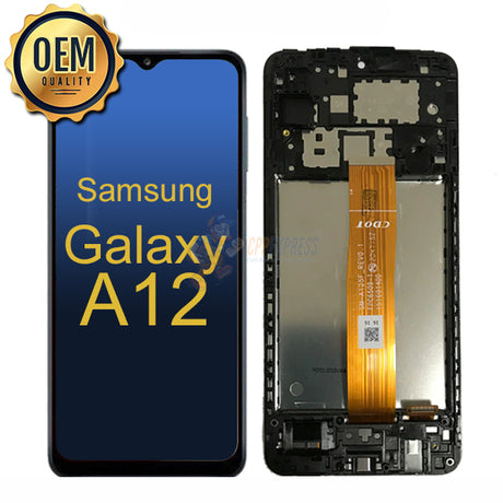 Samsung Galaxy A12 - LCD Touch Screen Digitizer & Assembly With Frame - Black