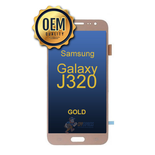 Samsung Galaxy J3 J320 2016 - LCD Touch Screen Digitzer & Assembly without Frame High Copy - Gold