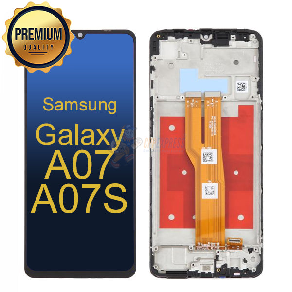 Samsung Galaxy A07 / A07S LCD Touch Screen Digitizer Assembly With Frame - Black