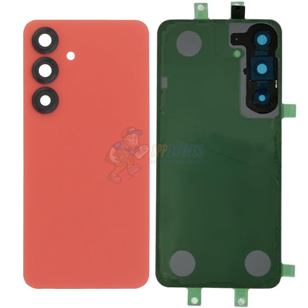 Samsung Galaxy S25 Battery Door Back Glass with Camera Lens Cover - Coral Red