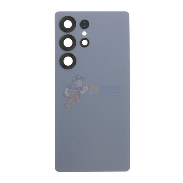 Samsung Galaxy S25 Ultra Battery Door Back Glass with Camera Lens Cover - Titanium Silver Blue