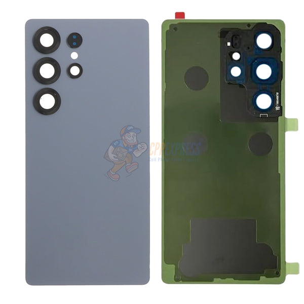 Samsung Galaxy S25 Ultra Battery Door Back Glass with Camera Lens Cover - Titanium Silver Blue