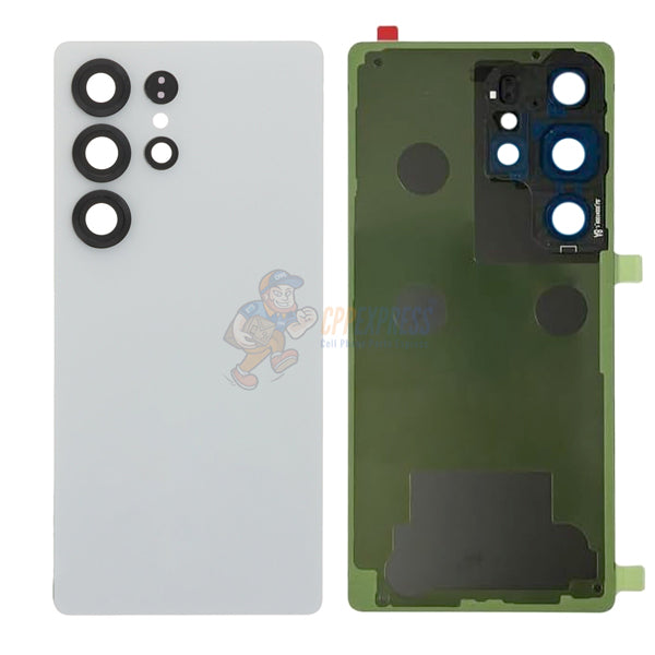 Samsung Galaxy S25 Ultra Battery Door Back Glass with Camera Lens Cover - Titanium White Silver