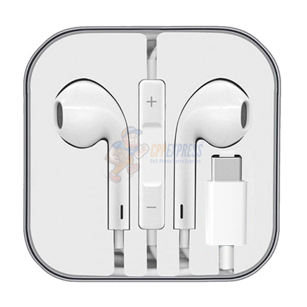USB-C Type-C Earphones Stereo Sound with Microphone In-Ear Headphones - White