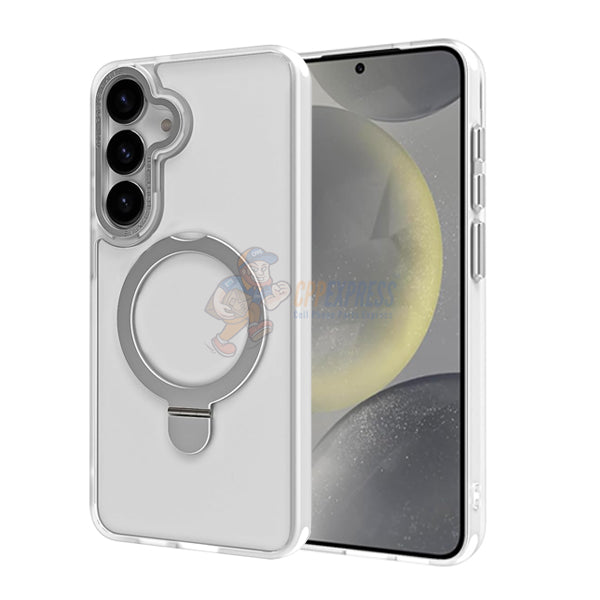 Samsung Galaxy S25 Plus Shockproof Magnetic Case With Invisible Stand Holder - White