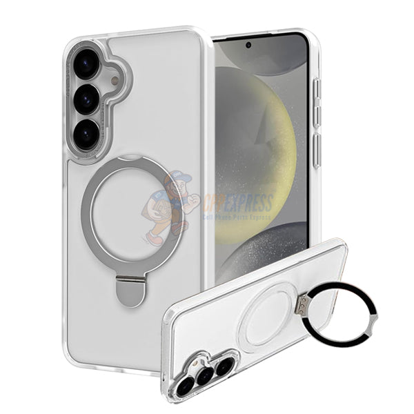 Samsung Galaxy S25 Shockproof Magnetic Case With Invisible Stand Holder - White