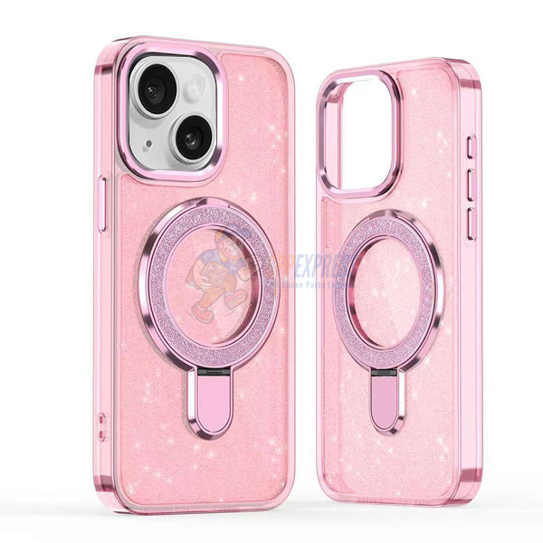 iPhone 14 Plus / 15 Plus Glitter Magsafe with Stand ShockProof Protective Case Cover
