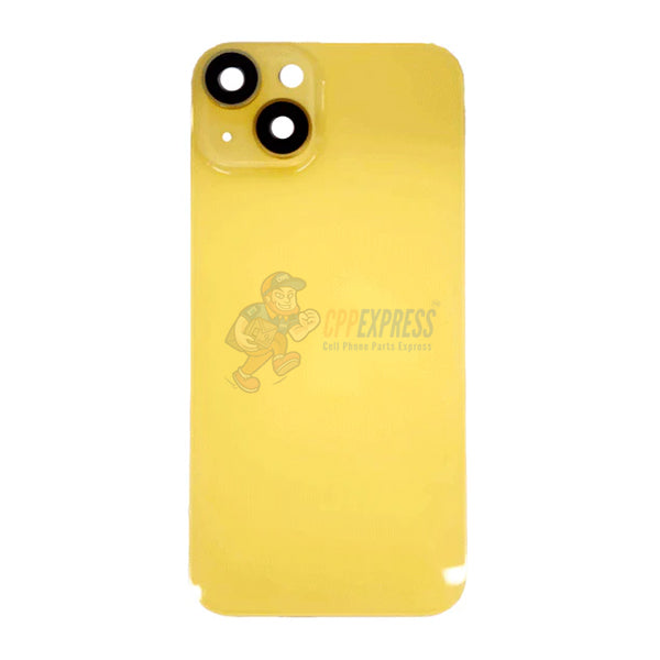 iPhone 14 Plus Back Glass Battery Back Door Cover with Metal Back Plate - Yellow