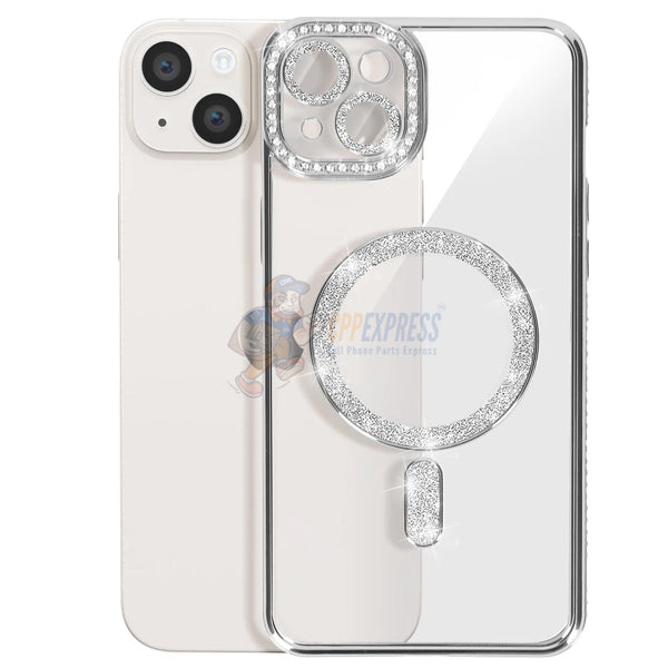 iPhone 15 Plus Shockproof Clear Luxury Magnetic Diamond Glitter Case
