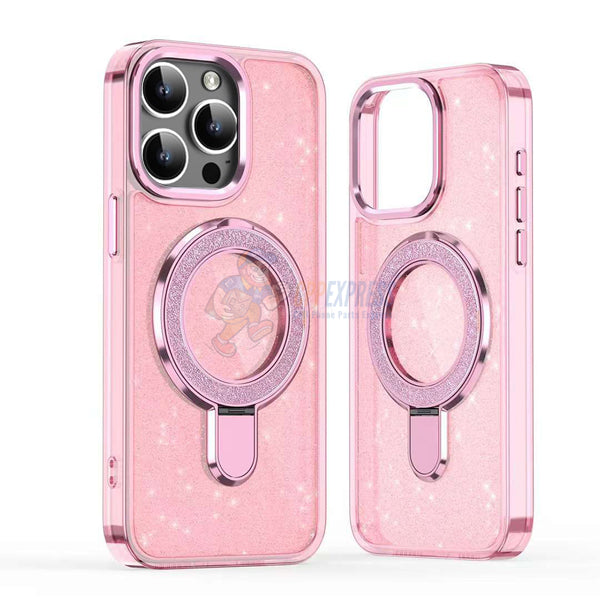 iPhone 15 Pro Glitter Magsafe with Stand ShockProof Protective Case Cover