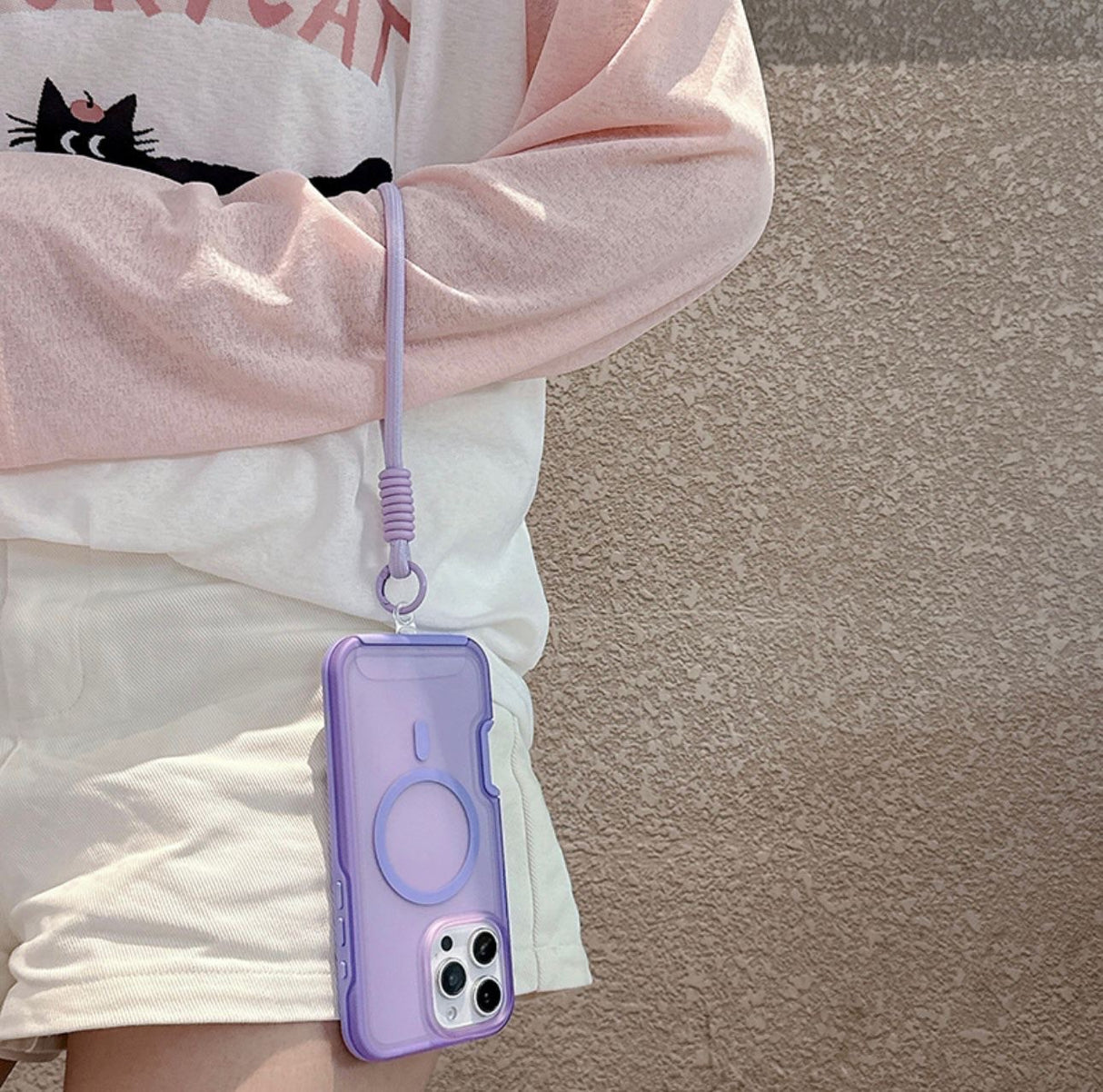 iPhone 15 Pro Max Shockproof Magnetic Case Protective Cover With Short Rope