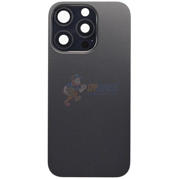 iPhone 16 Pro Glass Battery Back Door Cover - Premium Perfect Fit Big Camera Hole - Black
