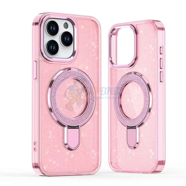 iPhone 16 Pro Glitter Magsafe with Stand ShockProof Protective Case Cover