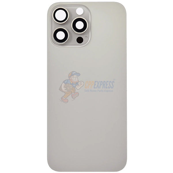 iPhone 16 Pro Max Glass Battery Back Door Cover - Premium Big Camera Hole - Silver