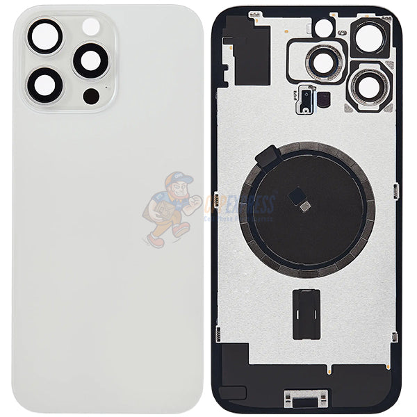 iPhone 16 Pro Max Glass Battery Back Door Cover - Premium Big Camera Hole - White