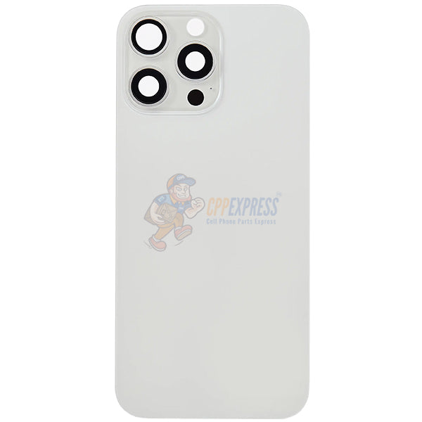 iPhone 16 Pro Max Glass Battery Back Door Cover - Premium Big Camera Hole - White