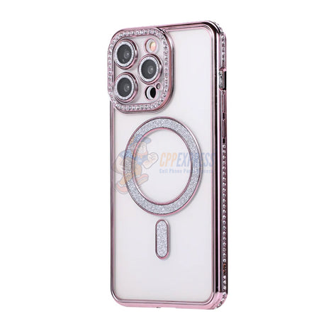 iPhone 16 Pro Max Shockproof Clear Luxury Magnetic Diamond Glitter Case