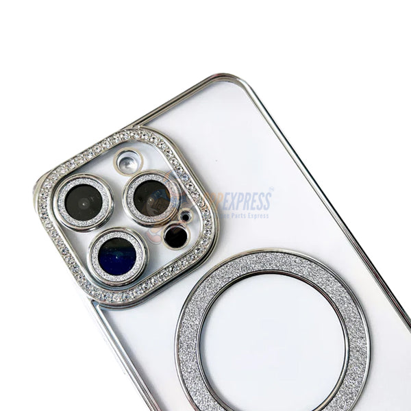 iPhone 16 Pro Max Shockproof Clear Luxury Magnetic Diamond Glitter Case