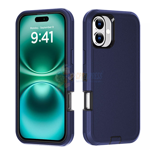 iPhone 16 Shockproof Heavy Duty Rugged Protective Defender Case Cover