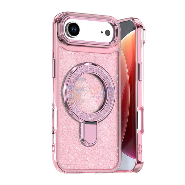 iPhone 17 Air Glitter Magsafe With Stand ShockProof Protective Case Cover