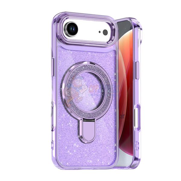 iPhone 17 Air Glitter Magsafe With Stand ShockProof Protective Case Cover