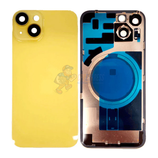 iPhone 14 Plus Back Glass Battery Back Door Cover with Metal Back Plate - Yellow
